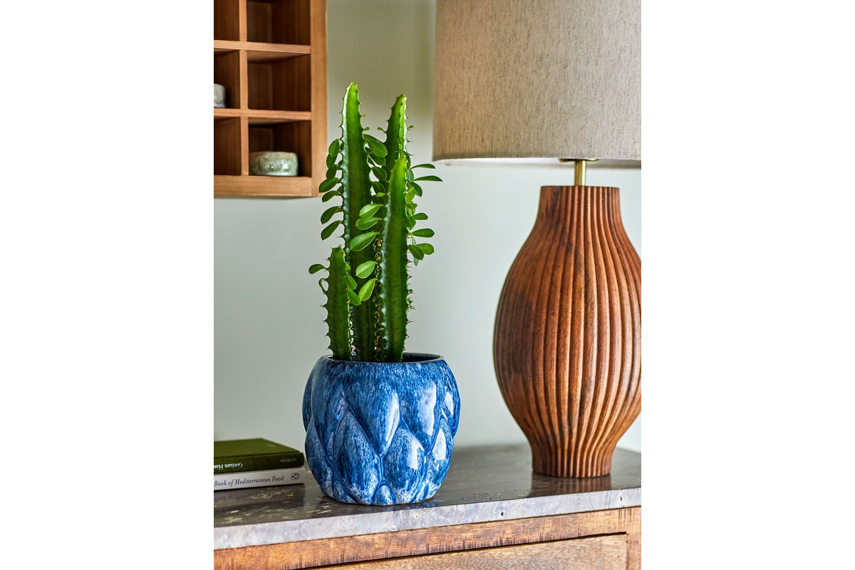 Blummepott Mareva – Reaktiv Glasur am déif Blo