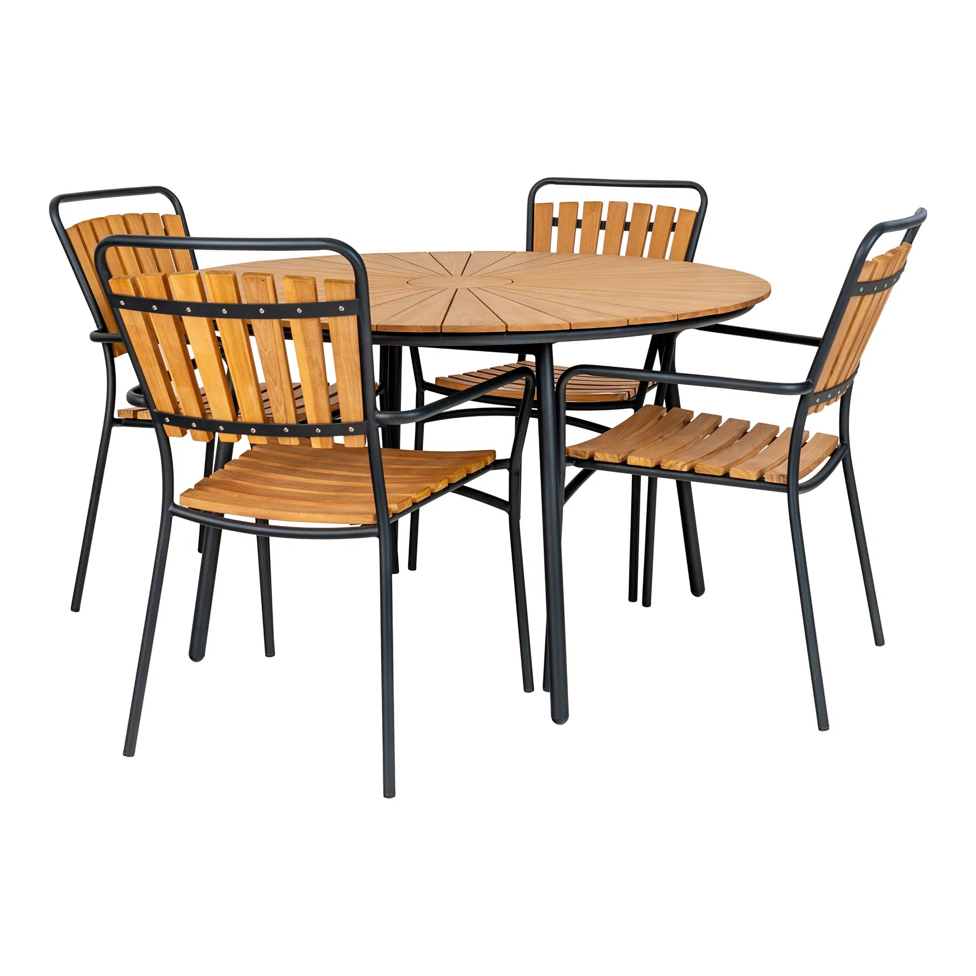Gaarden Iessdësch Modena – Teak & Metall, ø130 cm