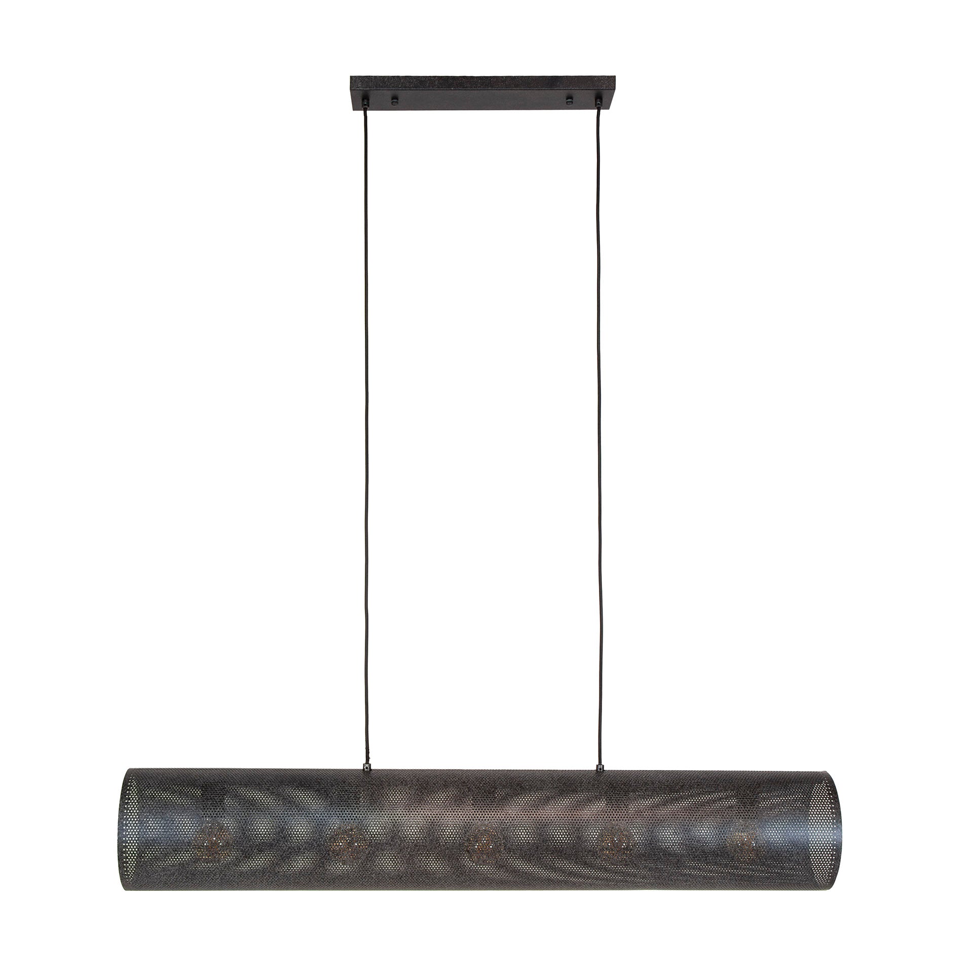 Pendelleuchte „Nerissa“ – Mit 5 Leuchten in horizontalem Tube-Mesh-Design in Schwarz