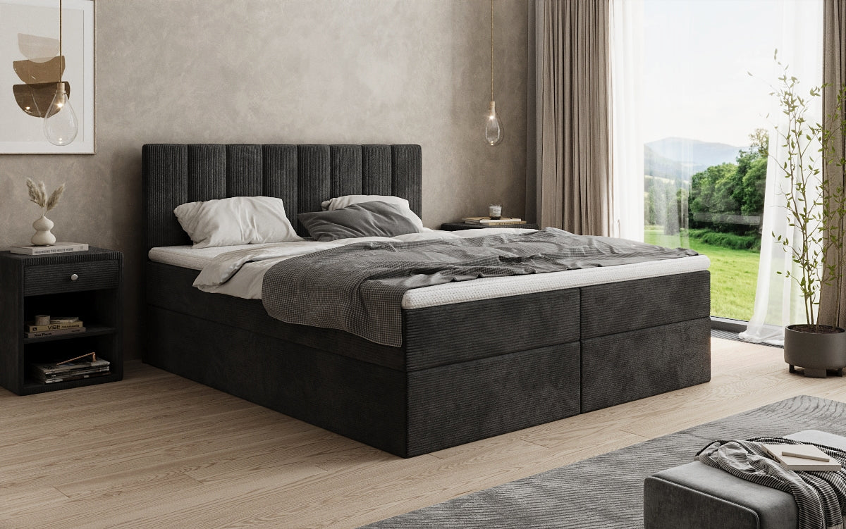 Boxspringbett Sofia in Cord mit Stauraum