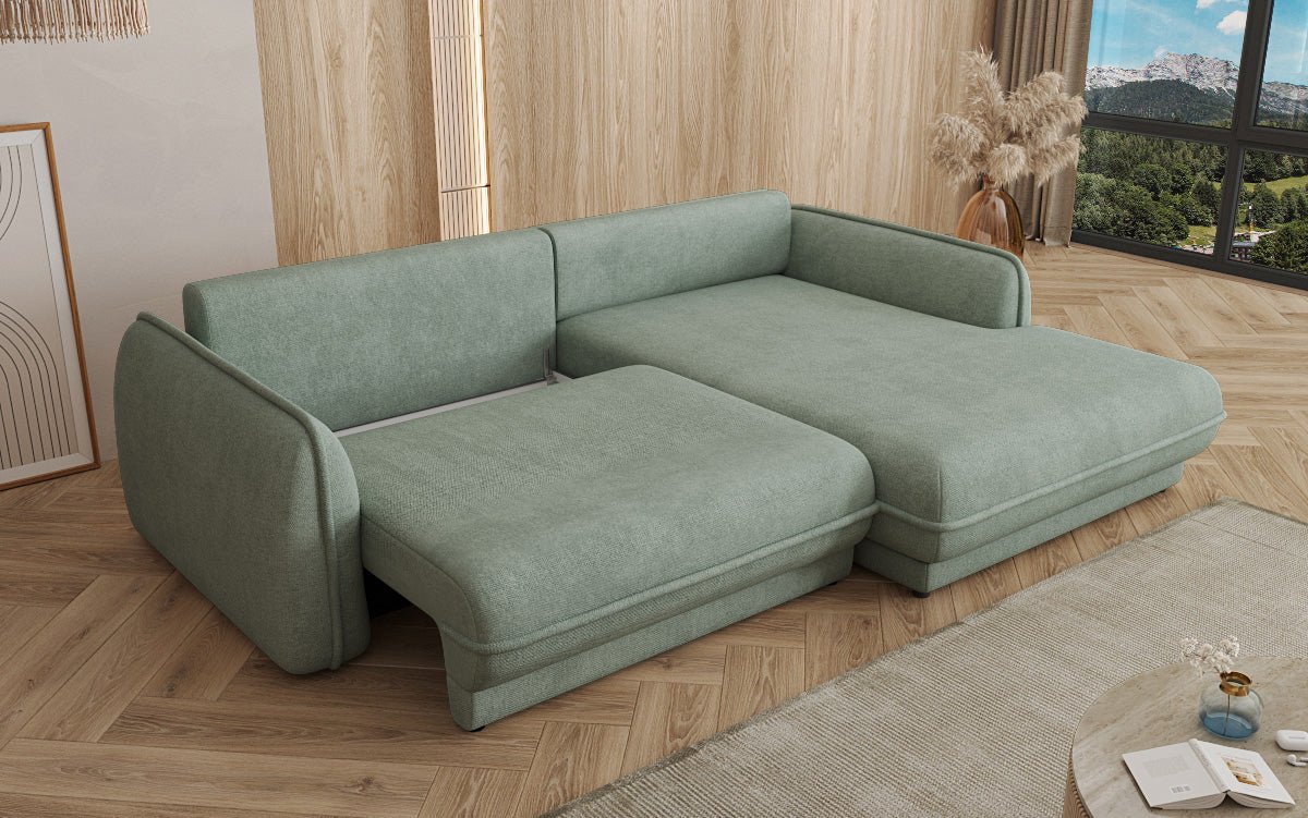 Designer Sofa Mojave II Stoff mat Schloffunktion an Stauraum