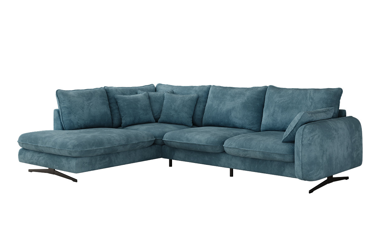 Designer-Ecksofa Laguna mat Metallféiss a Cord