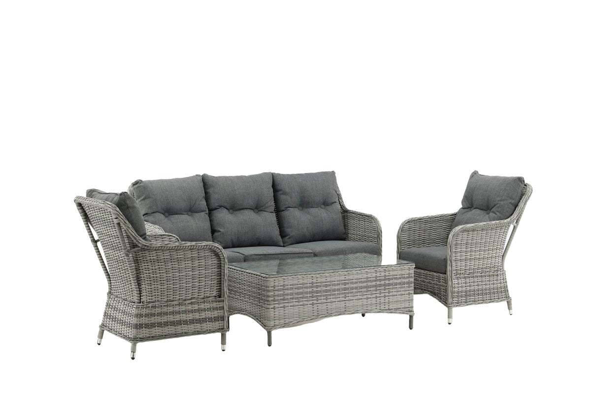 Gartesofa-Set Ravion – 4-Deelleg mat Dësch a Gro