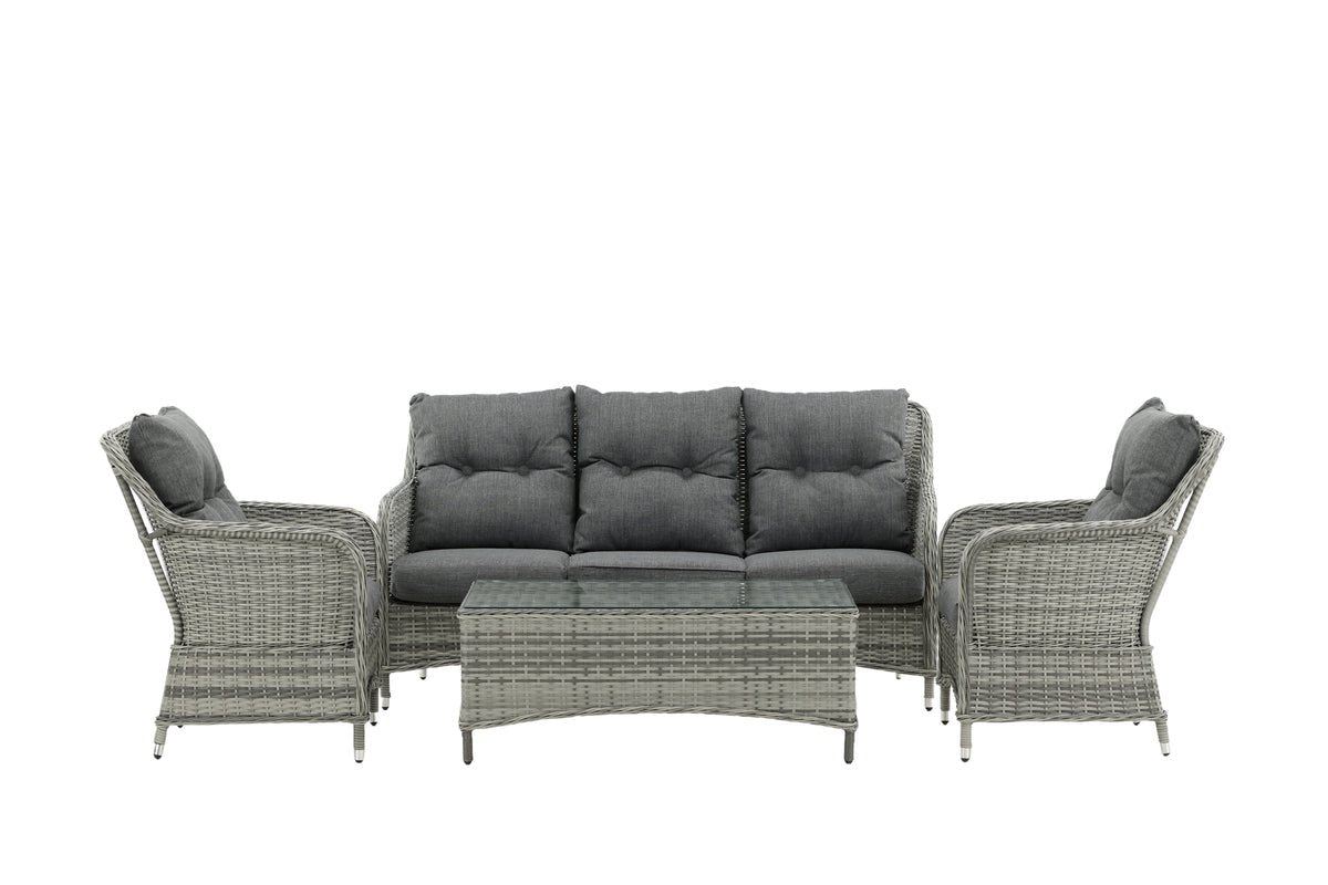 Gartesofa-Set Ravion – 4-Deelleg mat Dësch a Gro