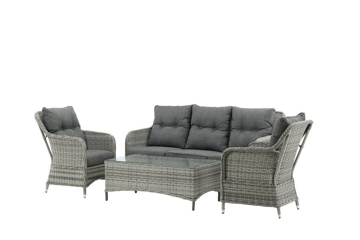 Gartesofa-Set Ravion – 4-Deelleg mat Dësch a Gro