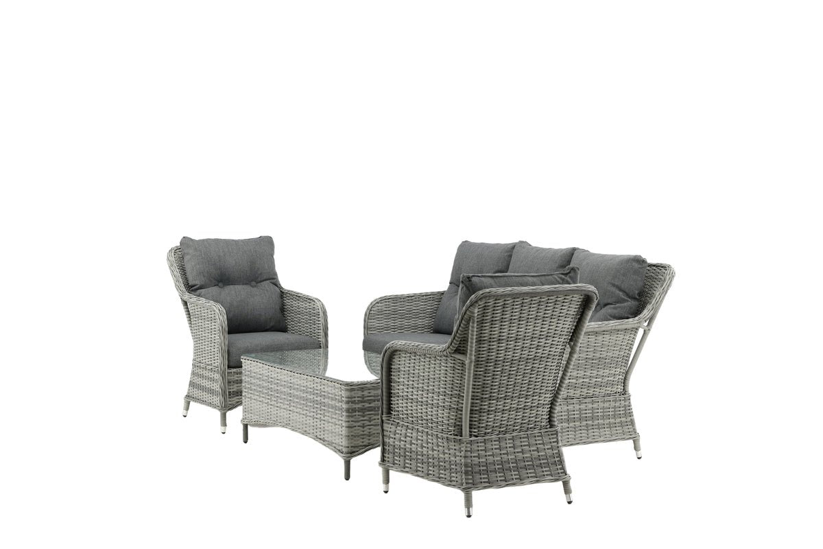 Gartesofa-Set Ravion – 4-Deelleg mat Dësch a Gro