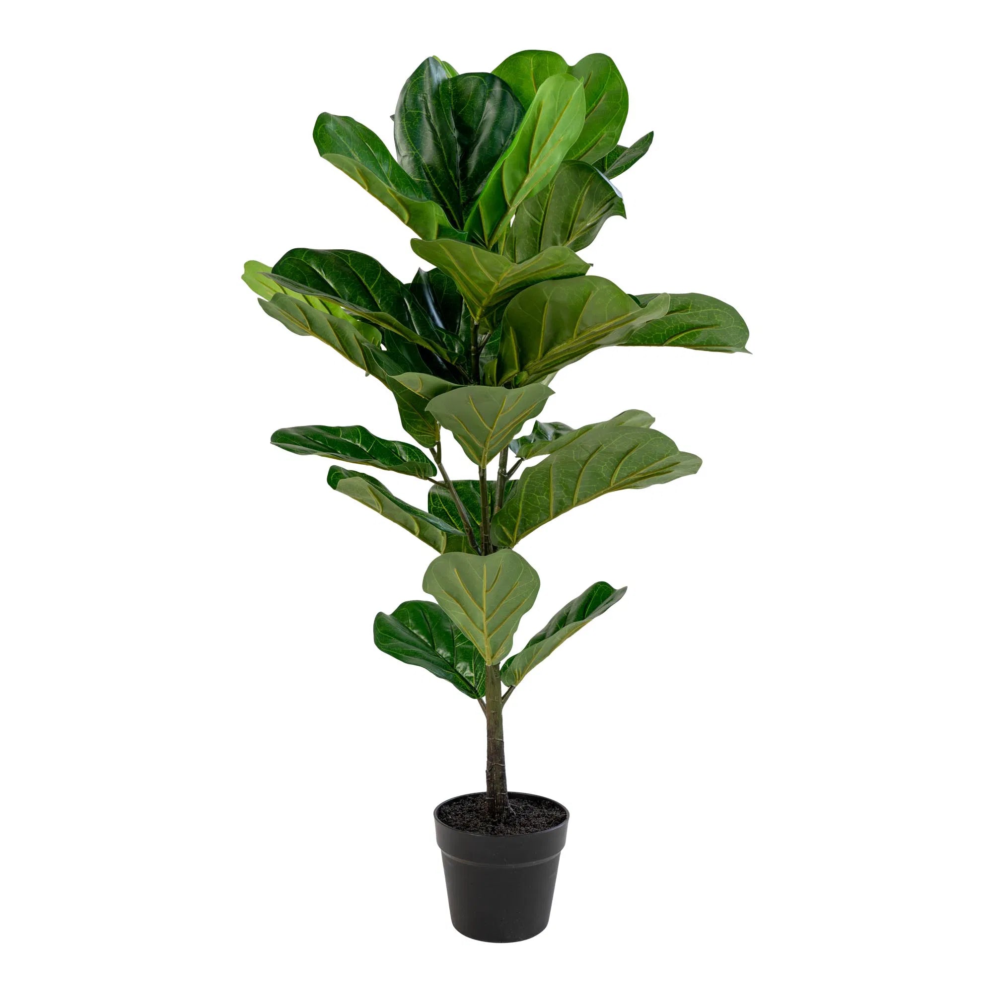 Kënschtlech Planz Fiddle Leaf Tree – 100 cm elegante Bléckfang mat grousse Blieder