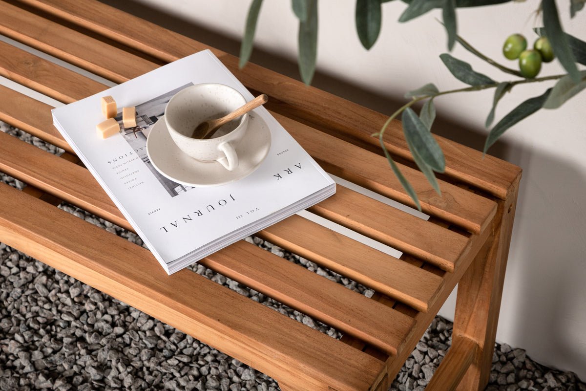 Outdoor-Sëtzbank "Fashion" – aus héichwäertegem Teakholz