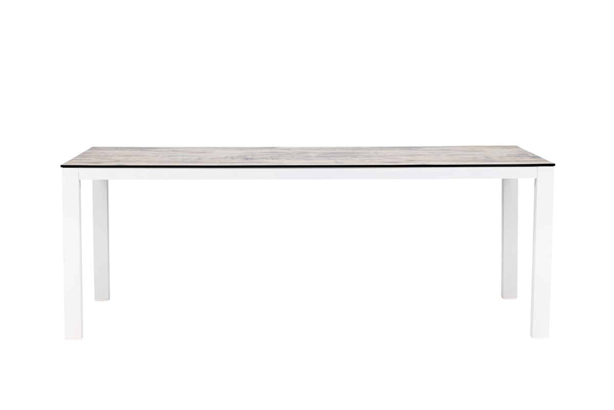 Gartentisch Kisiwa - ein weiß grauer Esstisch in rechteckiger Form