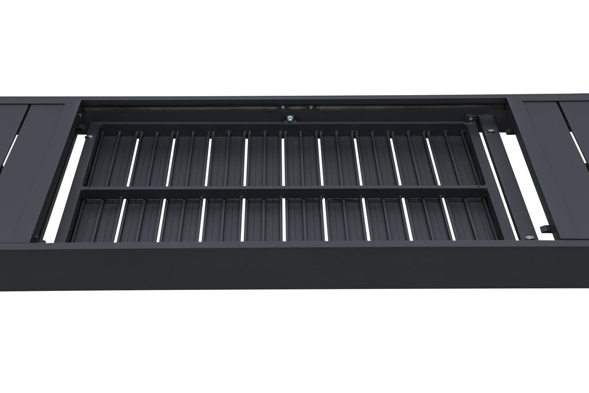 Gaart Iessdësch Liora - Auszéibar vun 160 op 240 cm a Béis oder Schwaarz