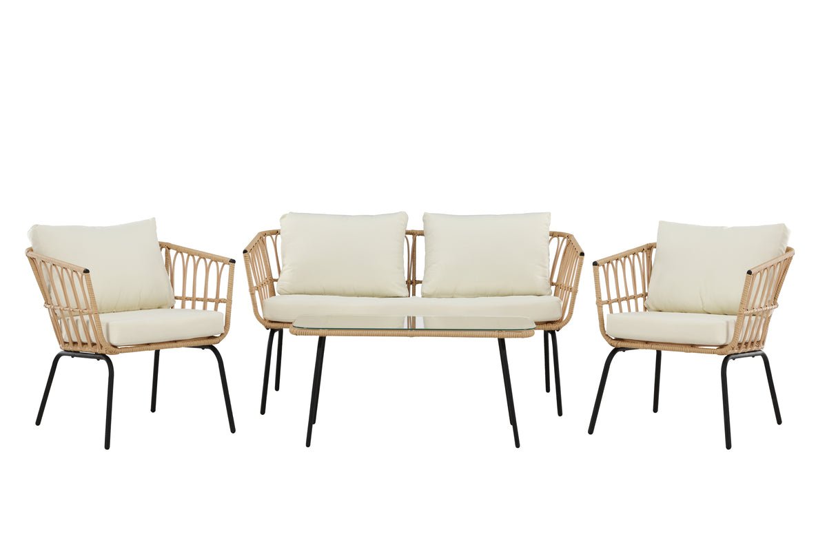 Gaart Loungeset Arima – aus Rattan & Metall mat Glasplack