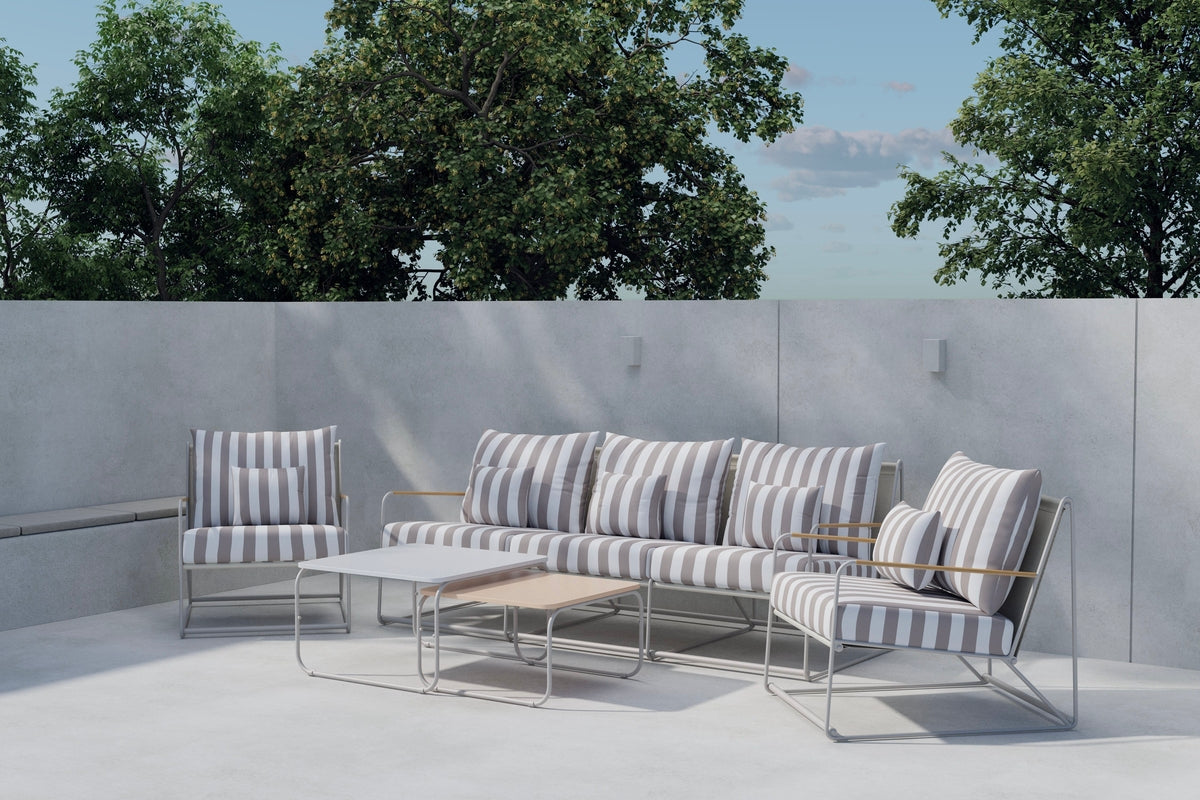 Garteloungeset Karo – 5-deelent Set mat beige gestreiften Këssen