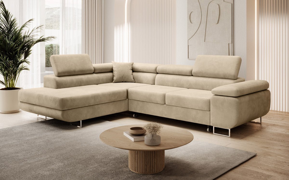 Designer Sofa Aston mit Schlaf- und Klappfunktion aus Samt
