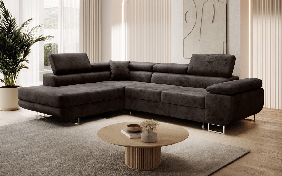 Designer Sofa Aston mit Schlaf- und Klappfunktion aus Samt
