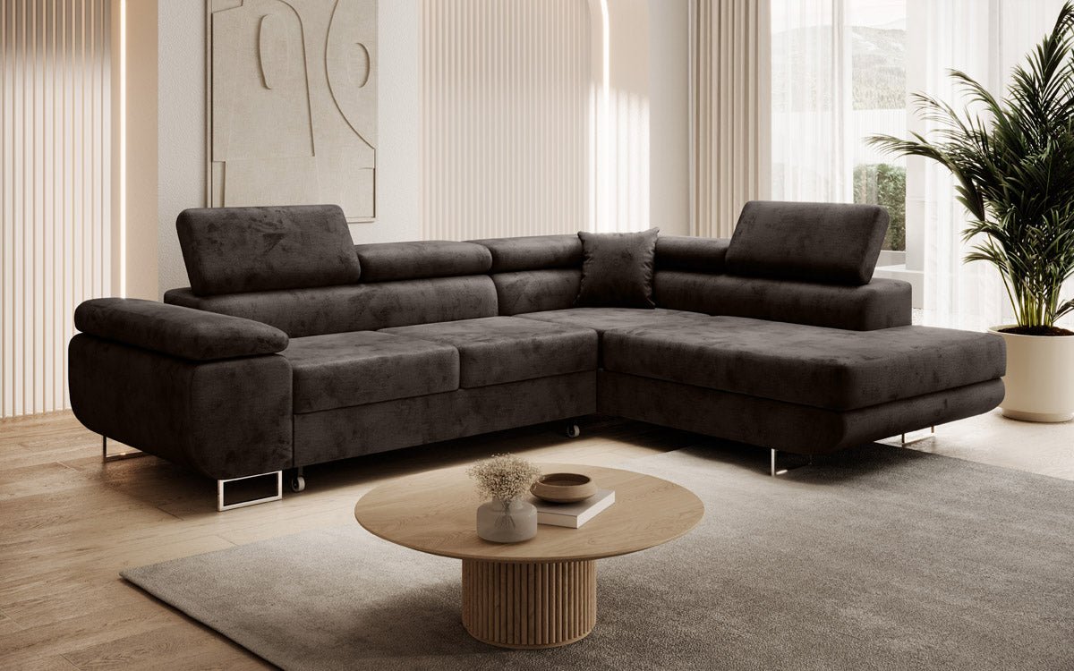 Designer Sofa Aston mit Schlaf- und Klappfunktion aus Samt