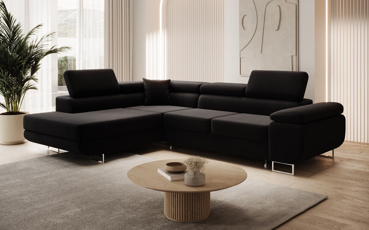 Designer Sofa Aston mit Schlaf- und Klappfunktion aus Samt