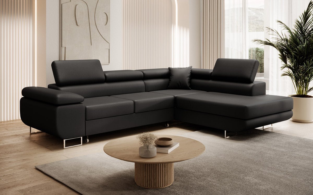 Designer Sofa Aston mat Schlof- a Klapfunktioun aus Konschtlieder