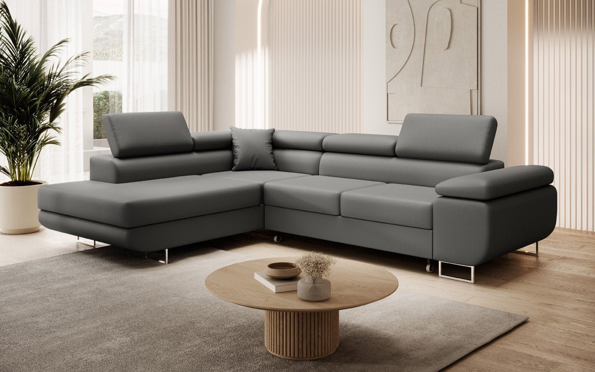 Designer Sofa Aston mat Schlof- a Klapfunktioun aus Konschtlieder