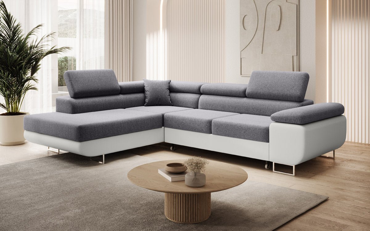 Designer Sofa Aston mat Schloof- a Klappfunktioun - Stoff/Konschtlieder