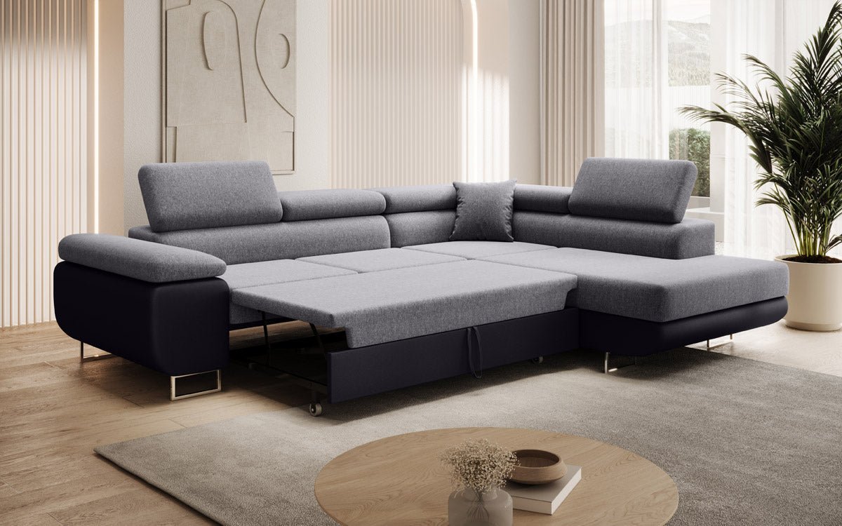Designer Sofa Aston mat Schloof- a Klappfunktioun - Stoff/Konschtlieder