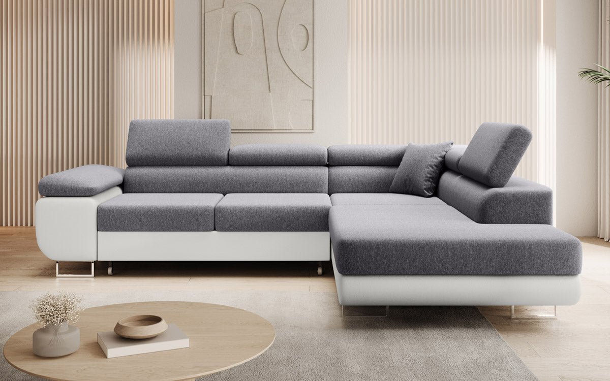 Designer Sofa Aston mat Schloof- a Klappfunktioun - Stoff/Konschtlieder