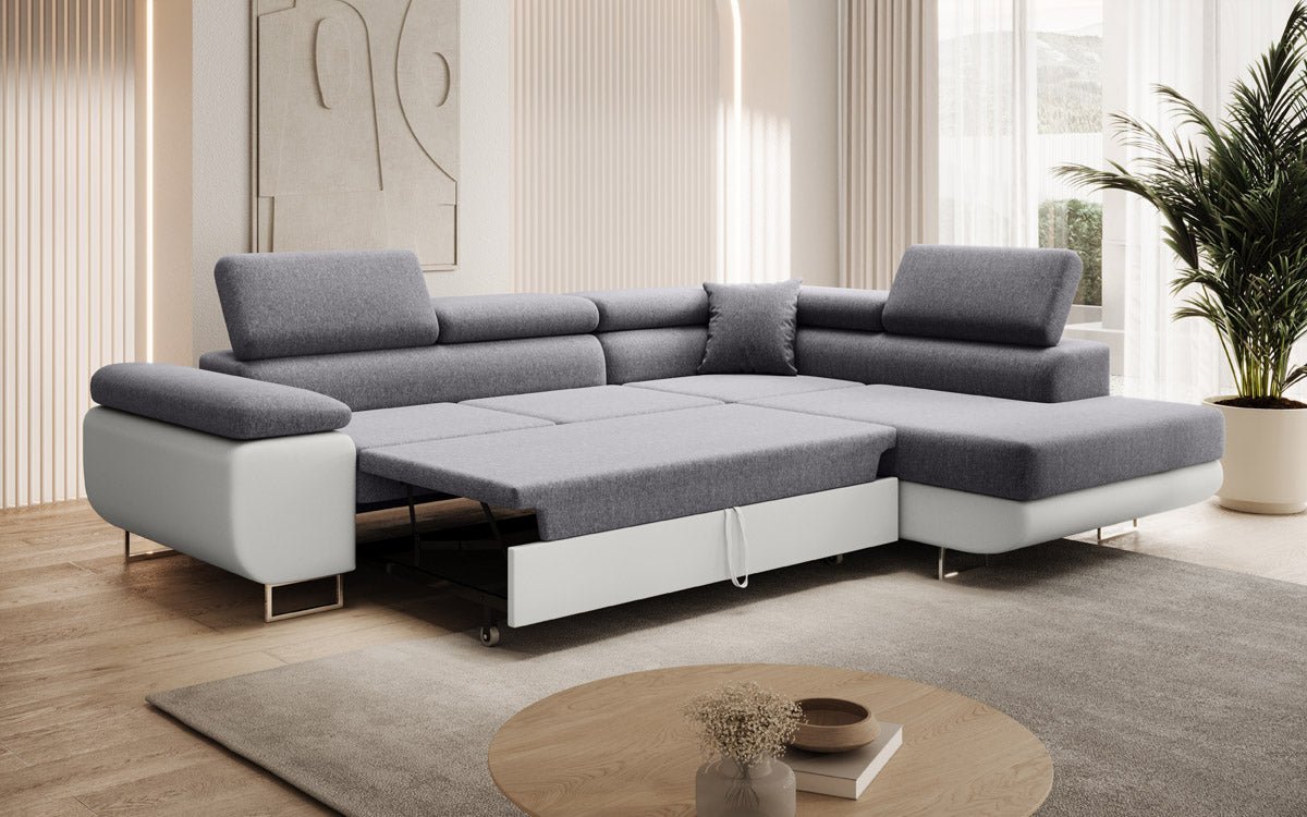 Designer Sofa Aston mat Schloof- a Klappfunktioun - Stoff/Konschtlieder