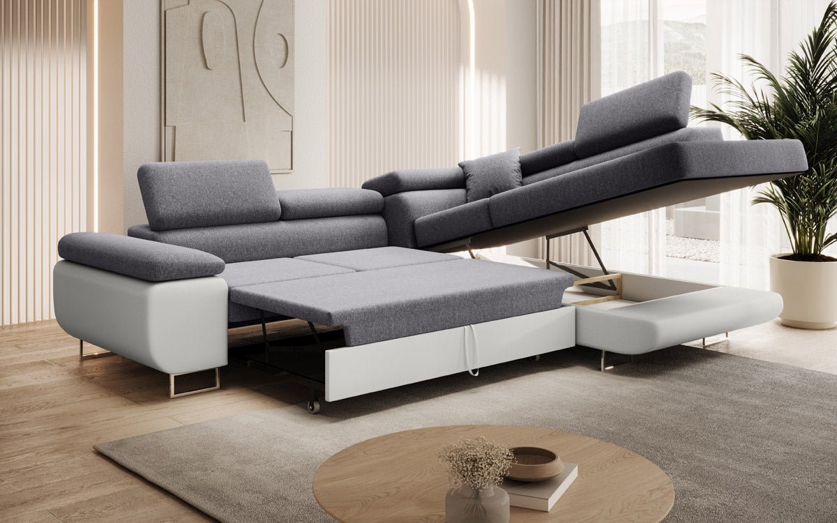 Designer Sofa Aston mat Schloof- a Klappfunktioun - Stoff/Konschtlieder