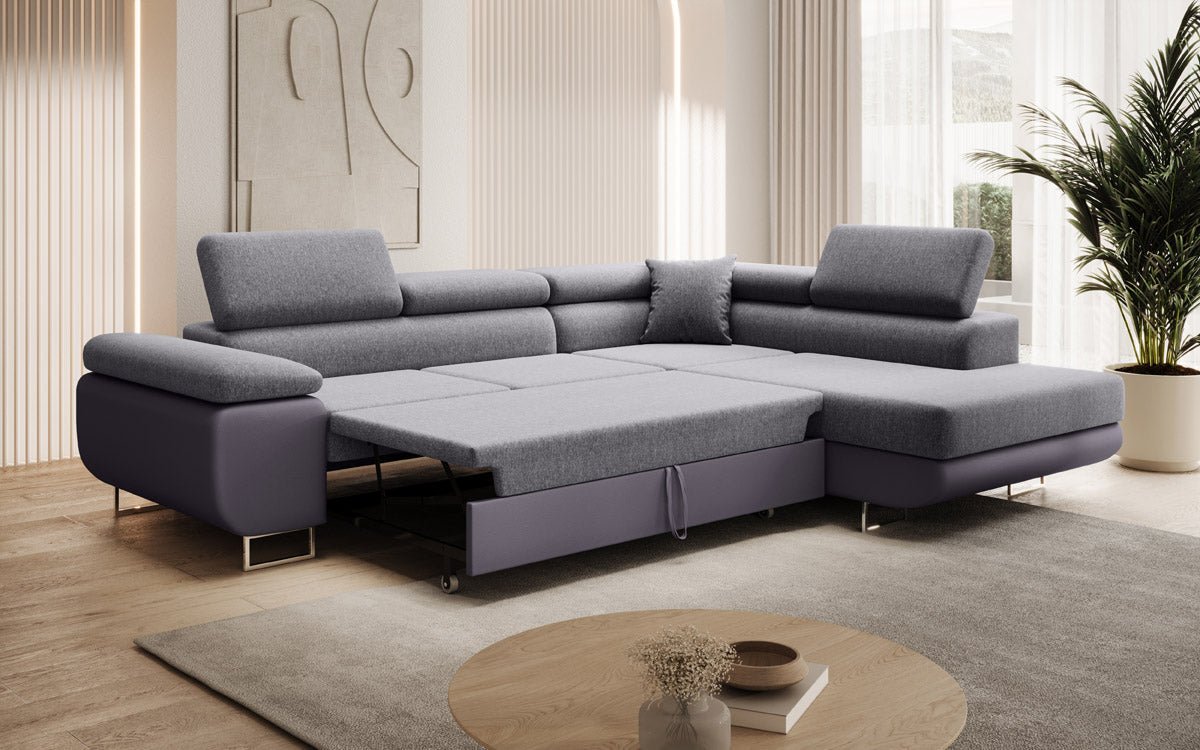 Designer Sofa Aston mat Schloof- a Klappfunktioun - Stoff/Konschtlieder