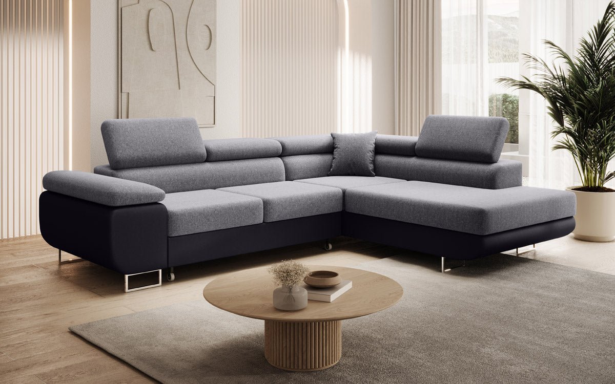 Designer Sofa Aston mat Schloof- a Klappfunktioun - Stoff/Konschtlieder