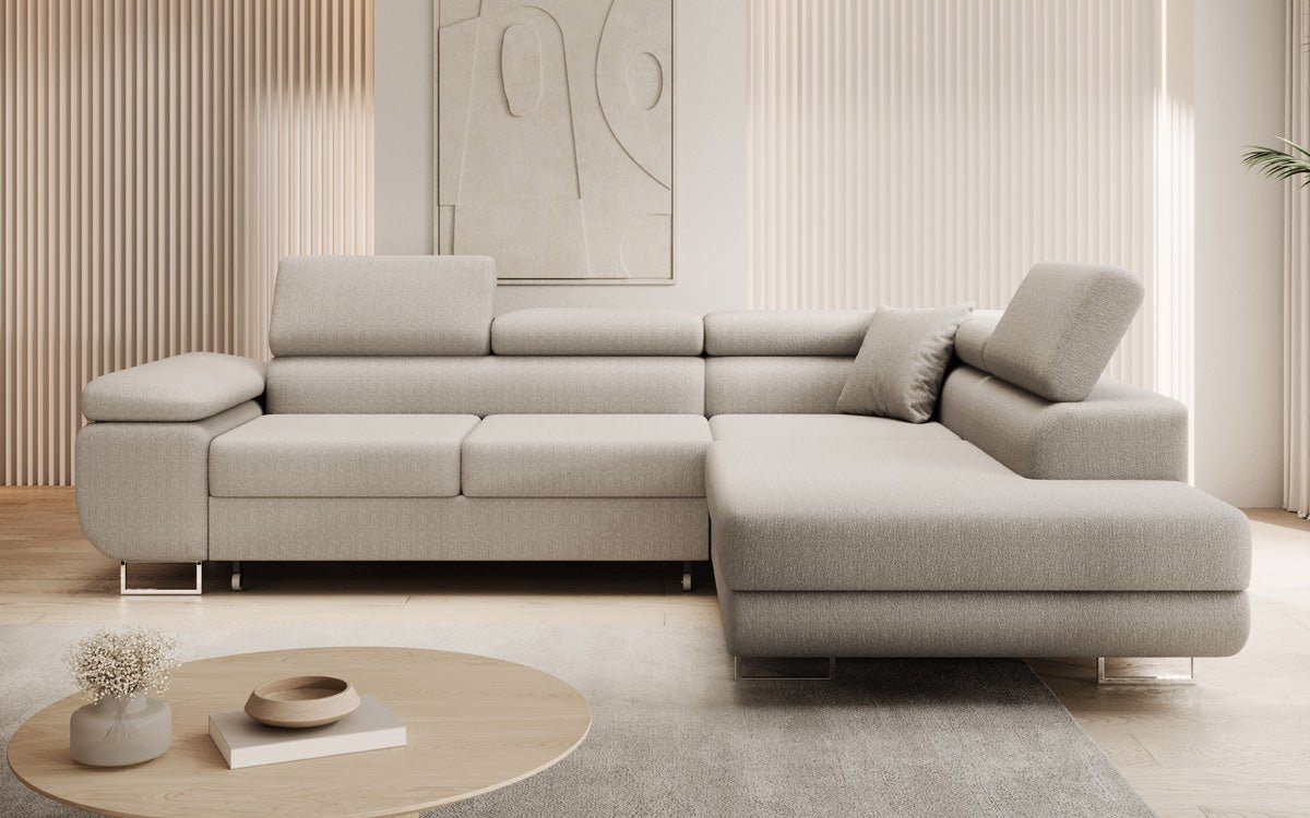 Designer Sofa Aston mit Schlaf- und Klappfunktion aus Bouclé