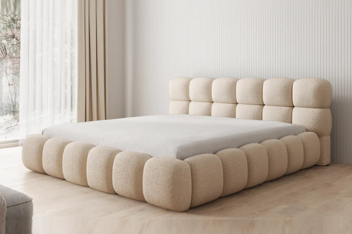 Outlet Polsterbett Boston 180x200 in Bouclé Beige