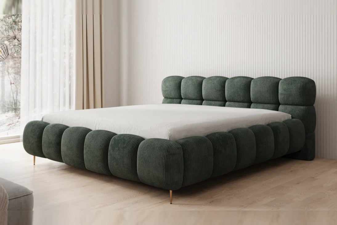 Outlet Polsterbett Boston 180x200 in Cord Grün