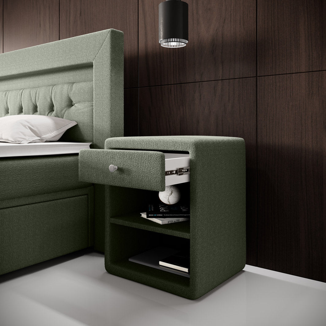 Designer Nachttisch Amy in Bouclé