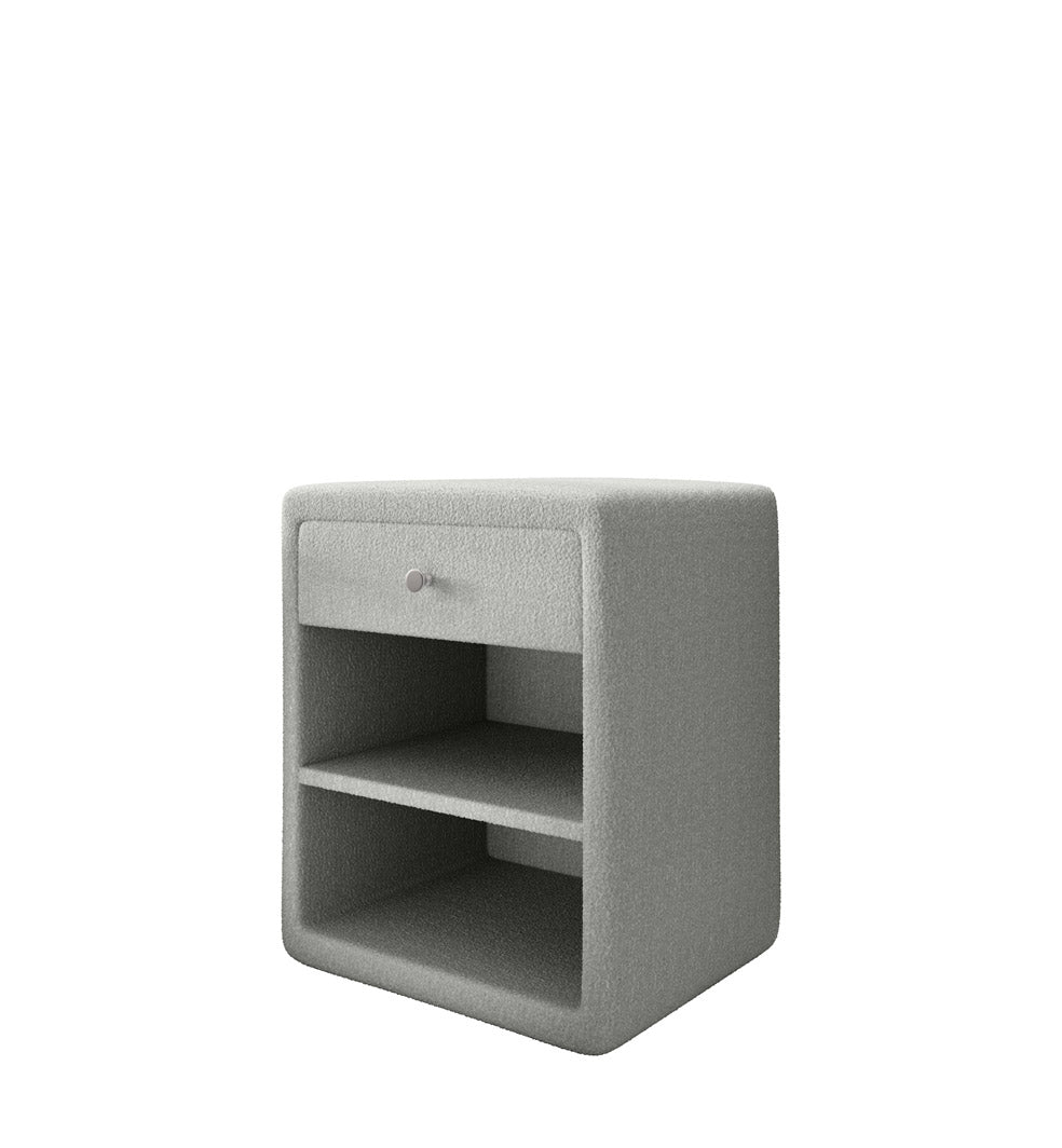 Designer Nachttisch Amy in Bouclé