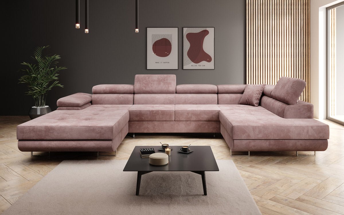 Designer Sofa Lago mit Schlaf - und Klappfunktion in Cord