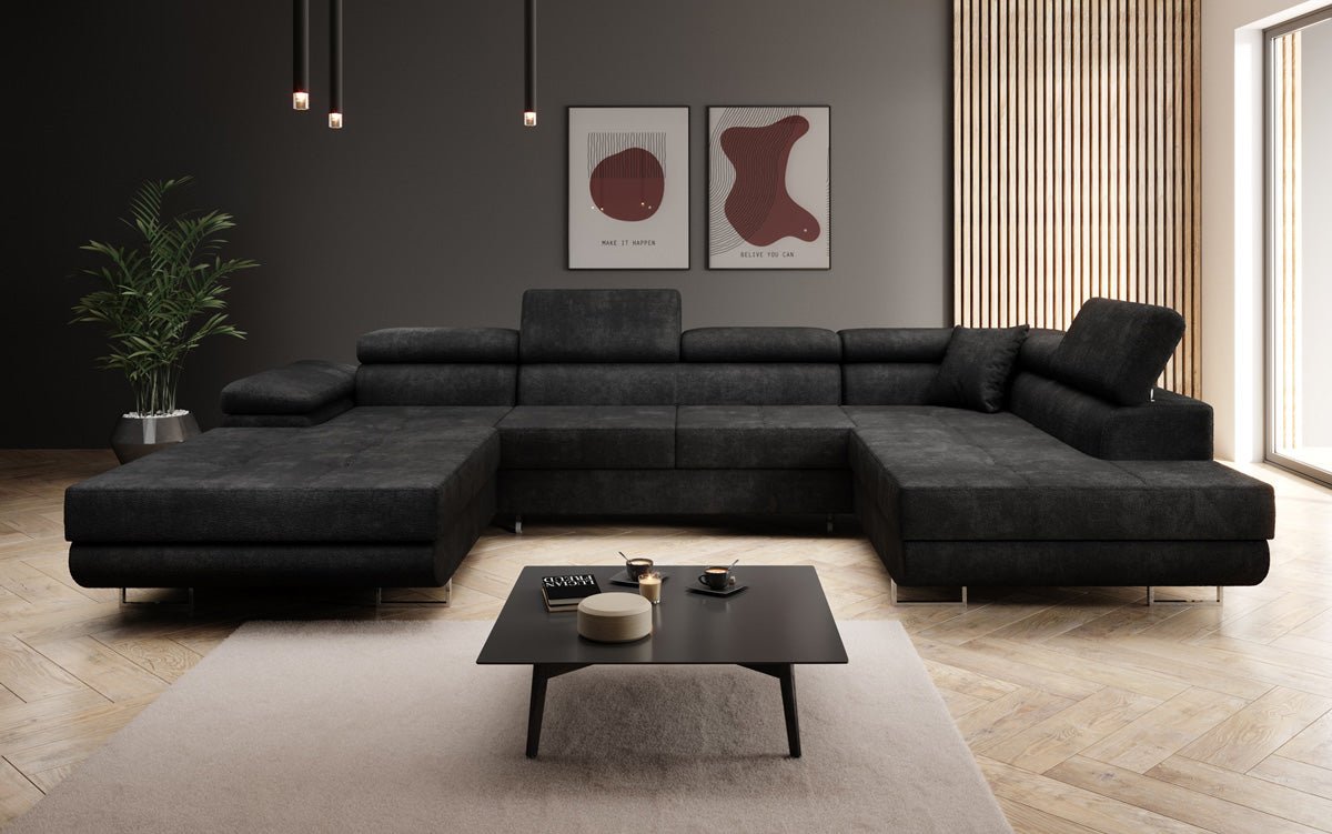 Designer Sofa Lago mat Schlof- a Klappfunktioun a Bouclé