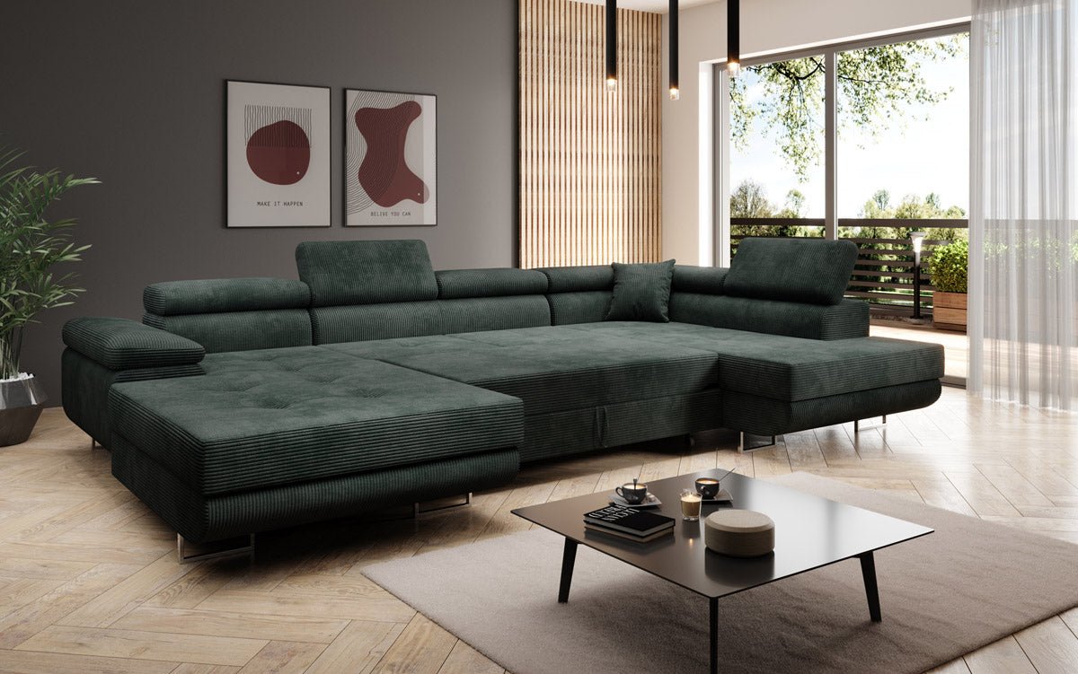 Designer Sofa Lago mit Schlaf - und Klappfunktion in Cord