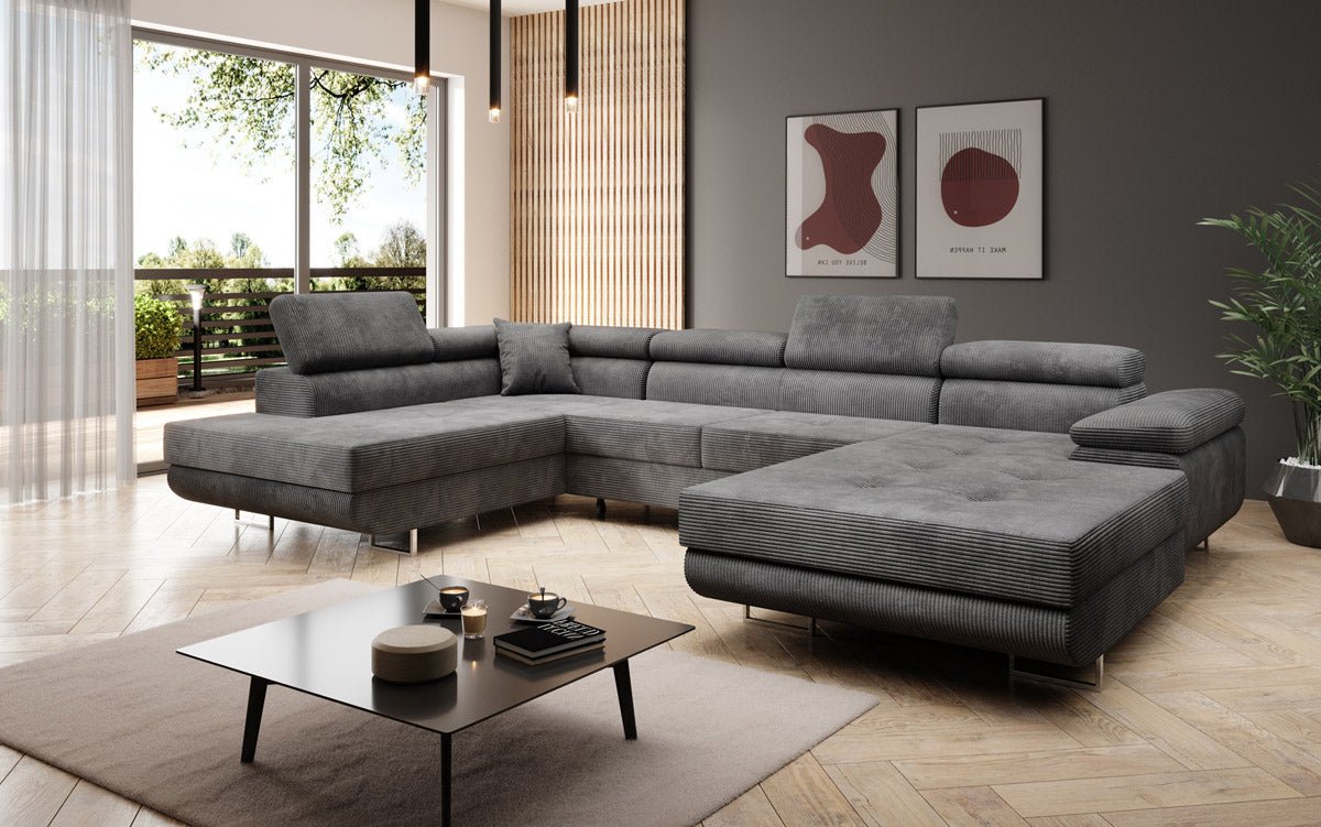 Designer Sofa Lago mit Schlaf - und Klappfunktion in Cord