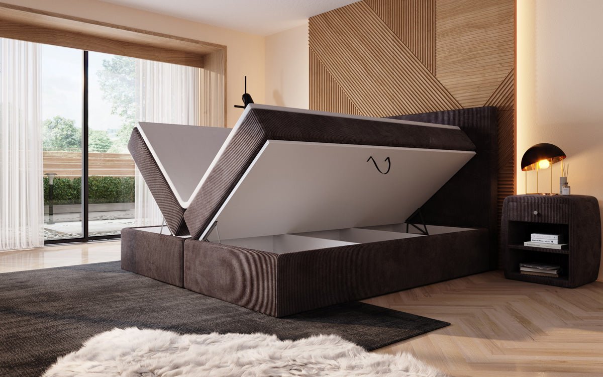 Boxspringbett Sejour mat LED a Späicherplaz a Kord