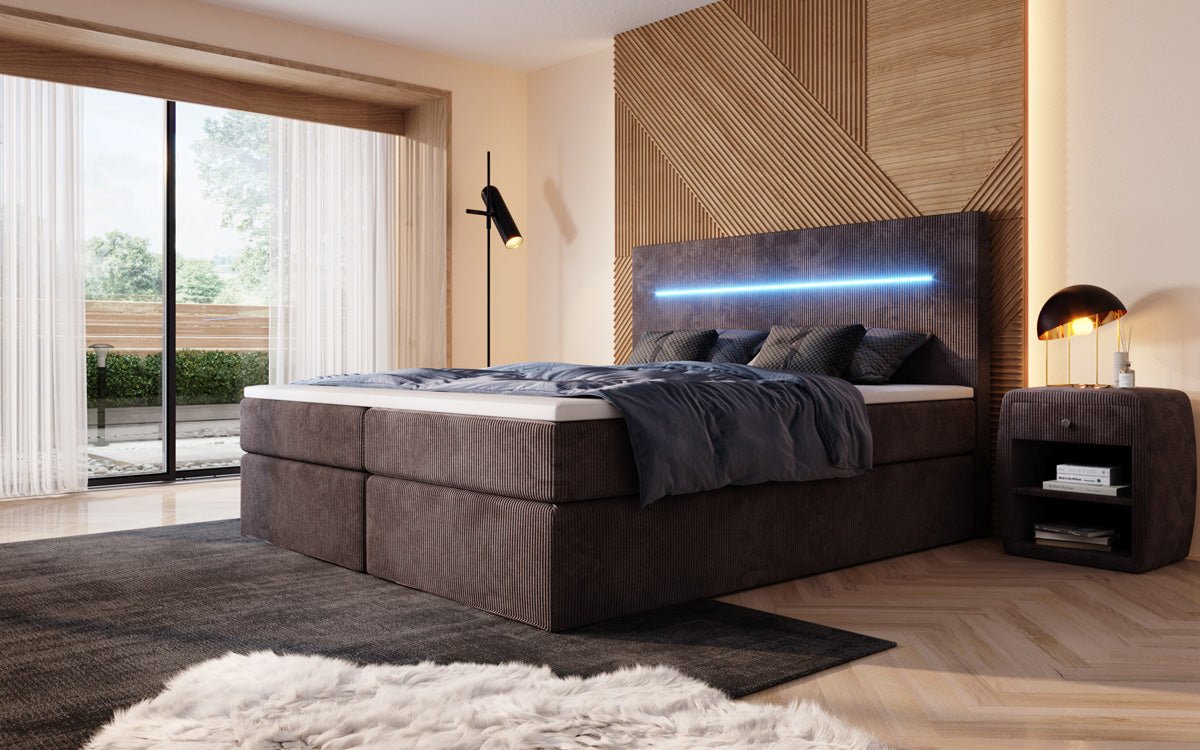 Boxspringbett Sejour mat LED a Späicherplaz a Kord