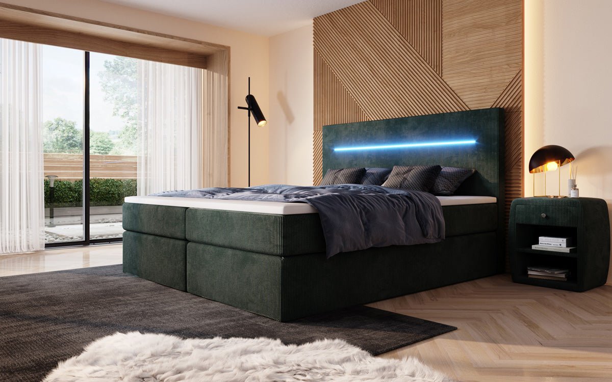 Boxspringbett Sejour mat LED a Späicherplaz a Kord