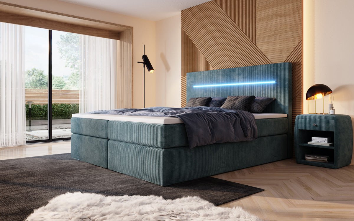 Boxspringbett Sejour mat LED a Späicherplaz a Kord