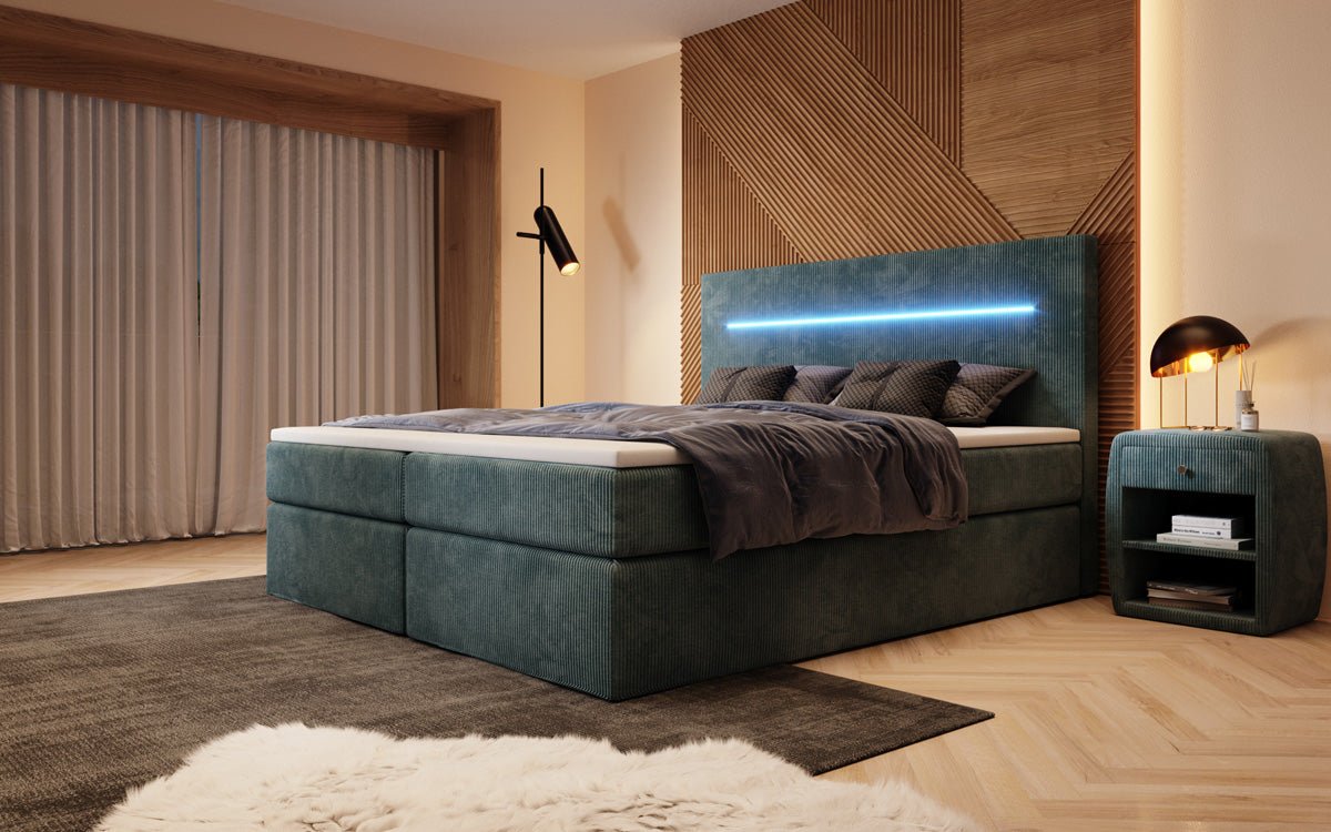 Boxspringbett Sejour mat LED a Späicherplaz a Kord