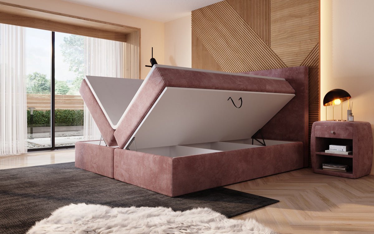 Boxspringbett Sejour mat LED a Späicherplaz a Kord