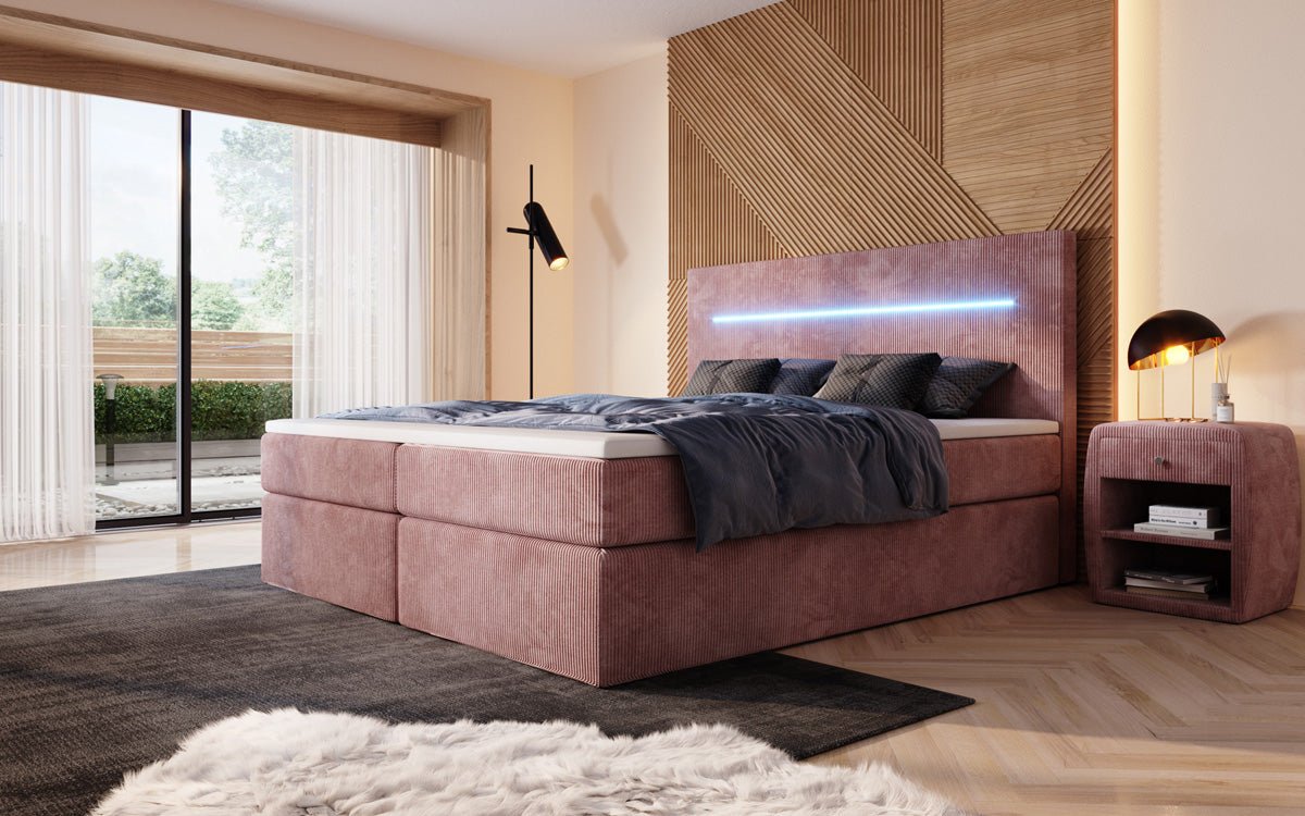 Boxspringbett Sejour mat LED a Späicherplaz a Kord