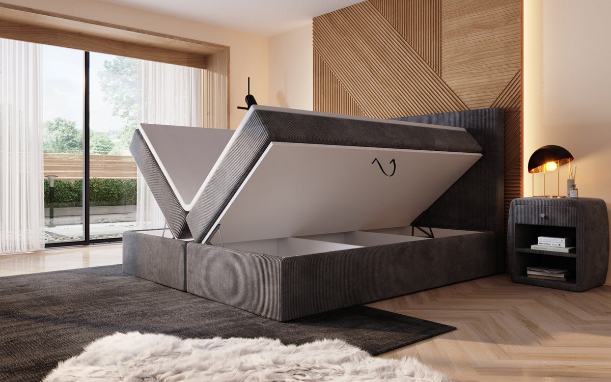 Boxspringbett Sejour mat LED a Späicherplaz a Kord