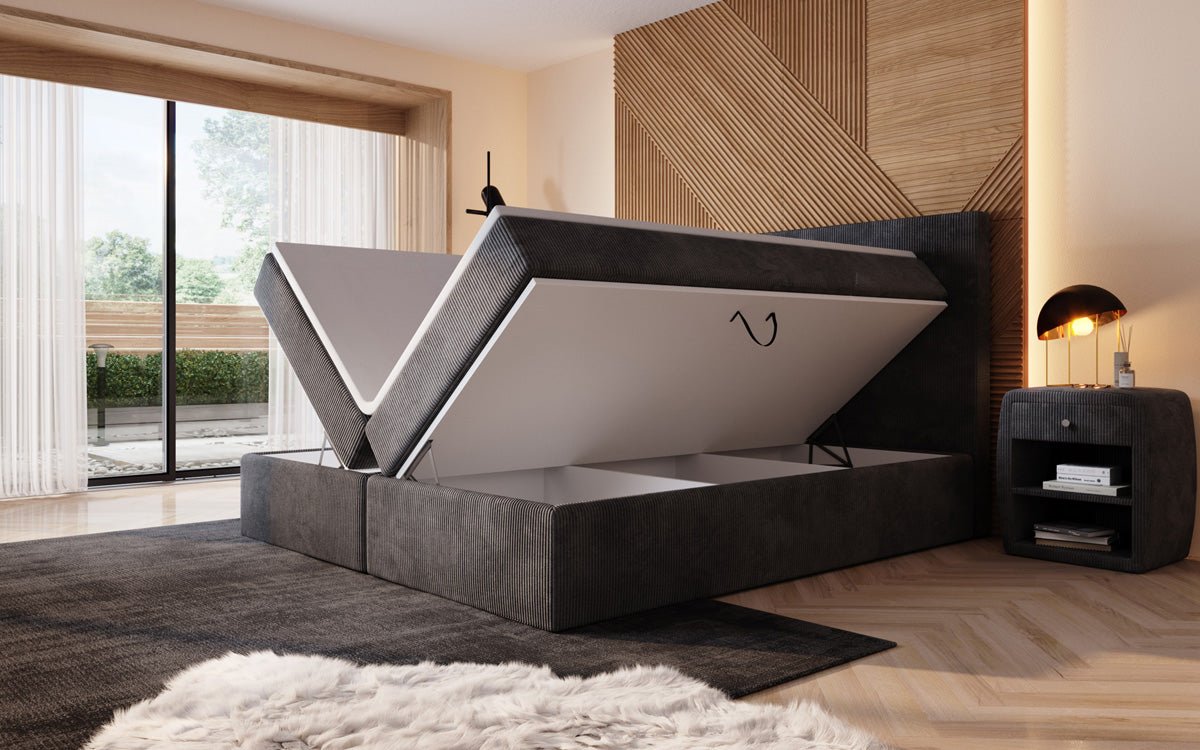 Boxspringbett Sejour mat LED a Späicherplaz a Kord