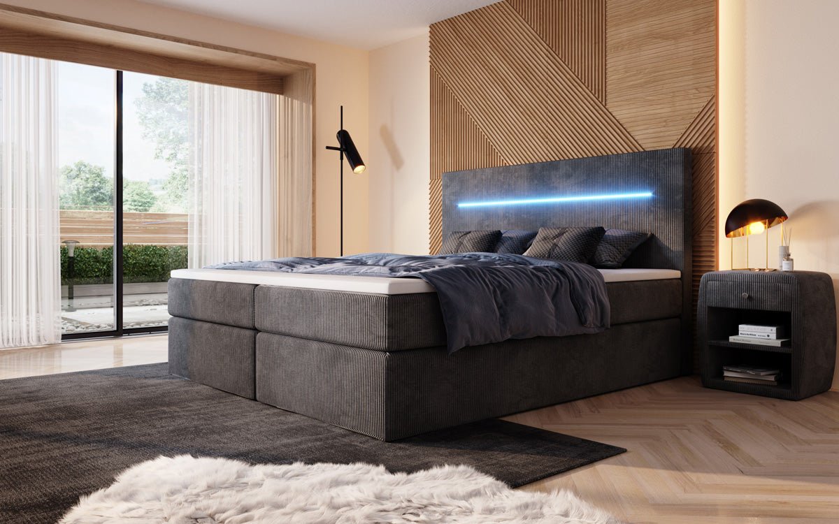 Boxspringbett Sejour mat LED a Späicherplaz a Kord