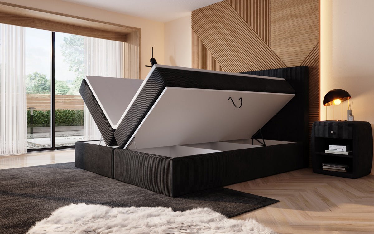 Boxspringbett Sejour mat LED a Späicherplaz a Kord