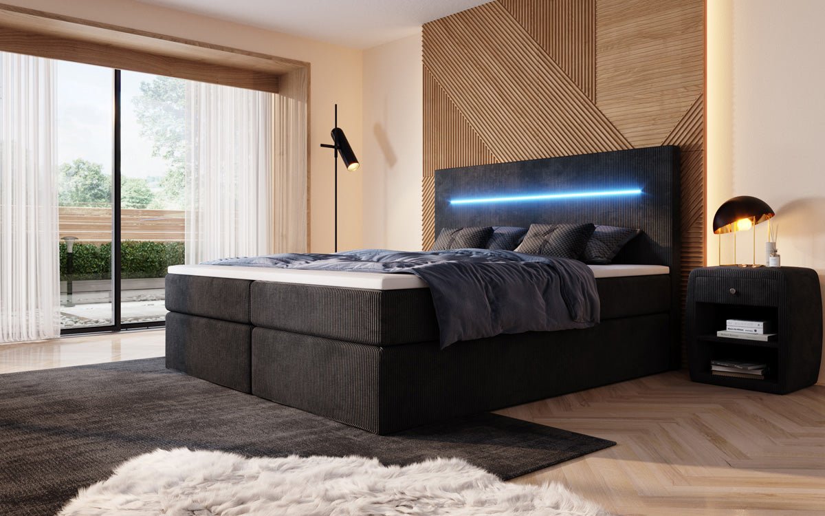 Boxspringbett Sejour mat LED a Späicherplaz a Kord